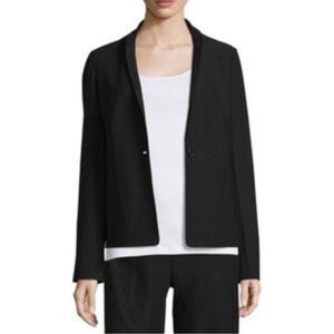 Women's Eileen Fisher Washable Stretch Crepe Blazer S Black One Button